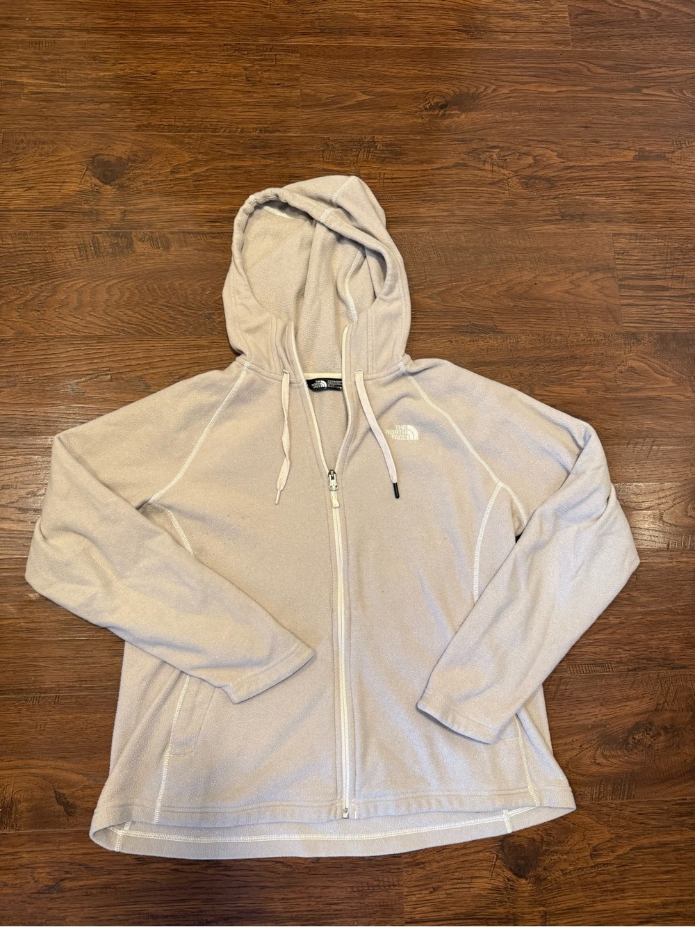The North Face Beige Full-Zip Hooded Fleece Jacket